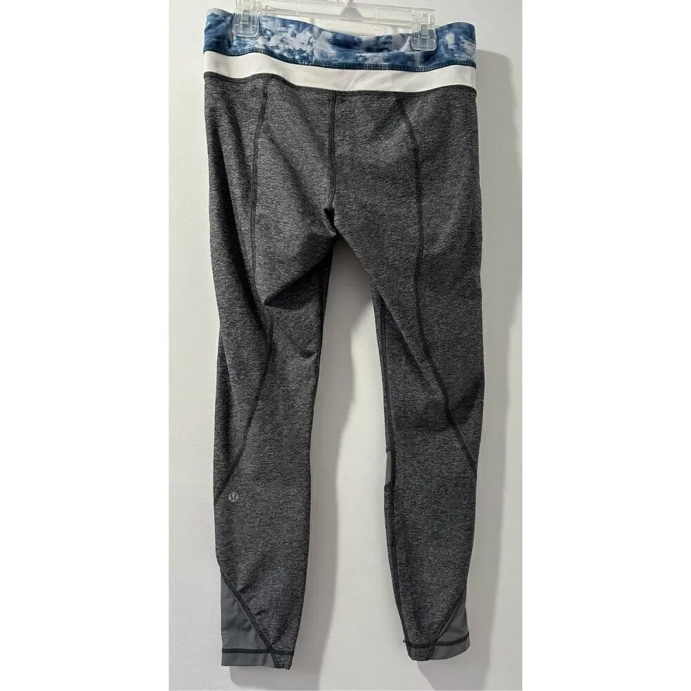 Lululemon women’s gray leggings side zip up pockets mesh size 6/28. #16-1596